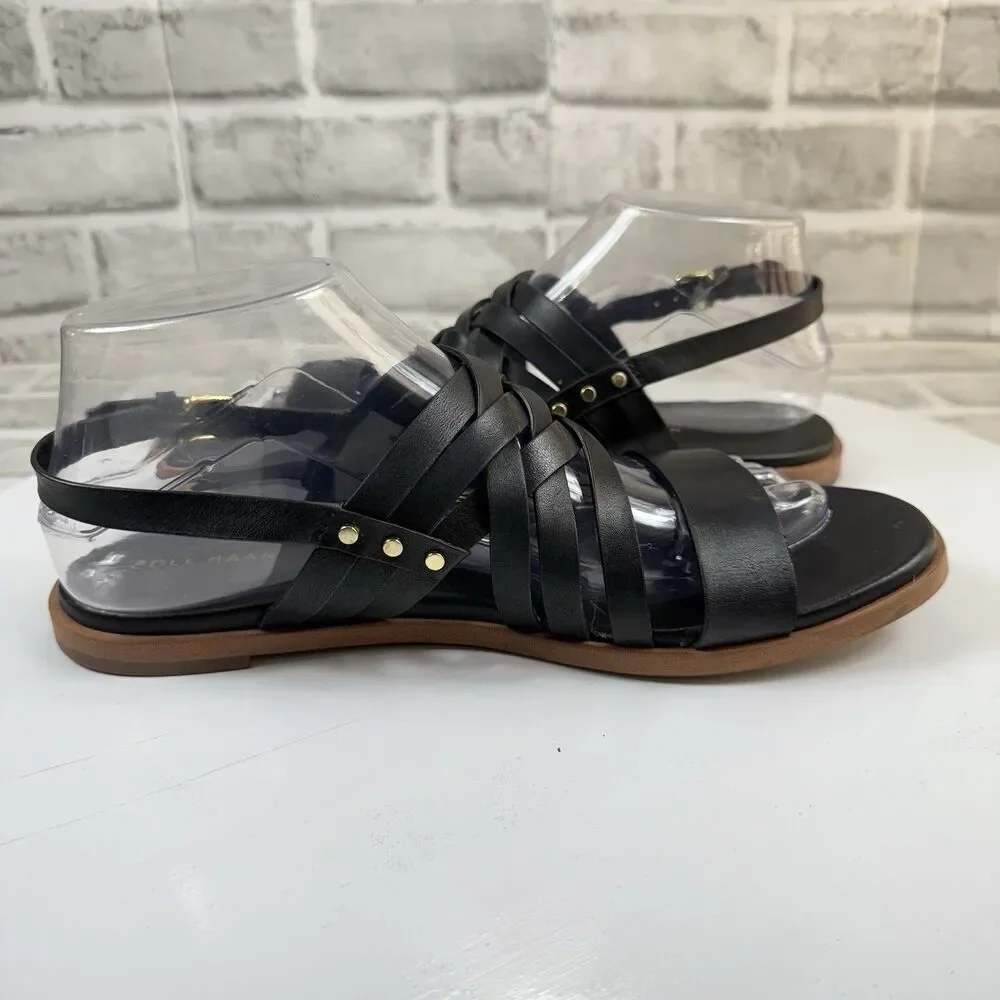 Cole Haan Francie Women’s Size 8.5 Black Strappy Casual Flat Sandals